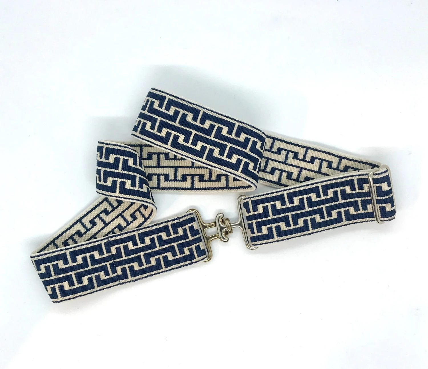 Bedford Jones Belt - Athena Navy With Silver Surcingle 1.5" 1 Bedford Jones Belt - Athena Navy With Silver Surcingle 1.5"