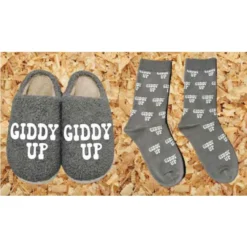 Dreamers & Schemers Slipper And Sock Combo - GIDDY UP