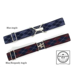Bedford Jones Belt - Blue/Burgundy Argyle W/ Silver Surcingle 1.5"