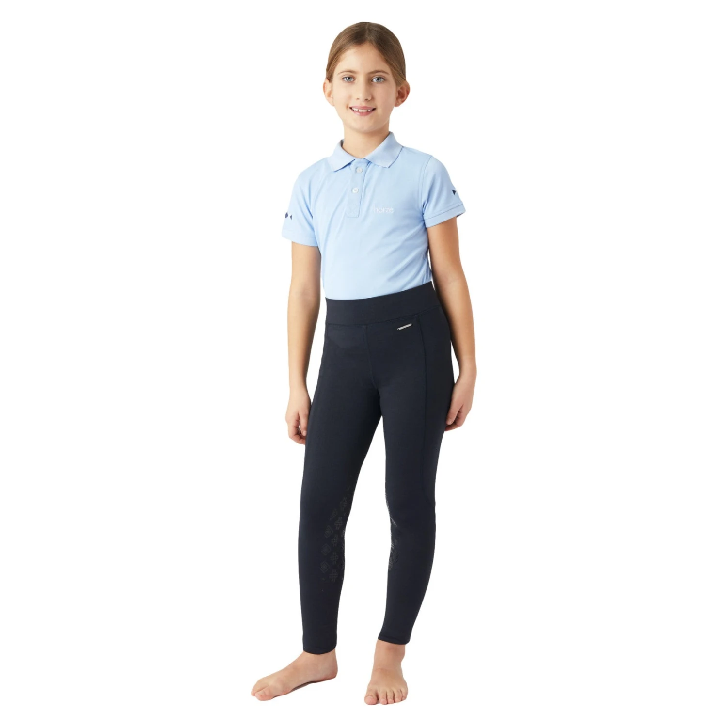 Horze Yana Kids Knee Patch Tights - DARK NAVY 1 Horze Yana Kids Knee Patch Tights - DARK NAVY
