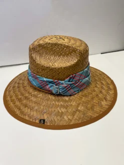 Riata Designs Original Hat -Light Blue And Red Plaid