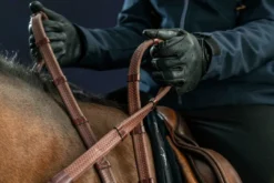 Dy'on D Collection Fancy Stitch Rubber Reins W/ 7 Leather Loops